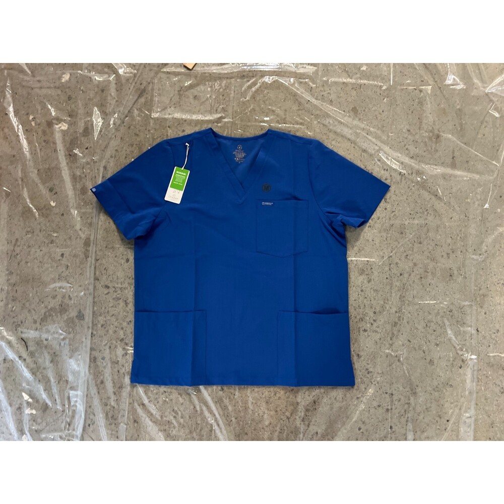 NWT Organix Medical Scrub Top Royal Blue Women’s Size M Stretch V Neck Uniform